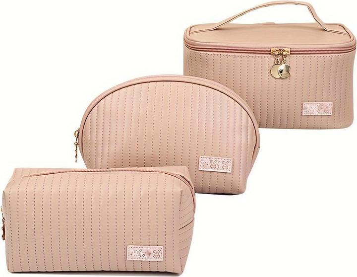 Actual product image Only-Bags.Store 3pcs/set cosmetic bag, portable large opening square cosmetic bag / shell design