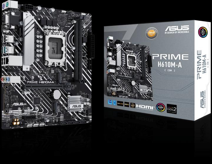 Produktbild ASUS PRIME H610M-A-CSM LGA1700 2DDR4 MB (LGA 1700, Intel H610, mATX)