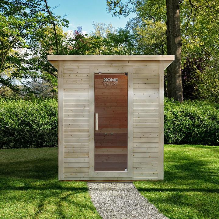 Produktbild Home Deluxe Saunahaus Outdoor MACAH L- 221 x 217 cm für 4 Personen - Sauna mit 6kW Ofen
