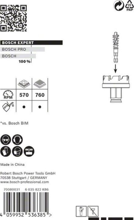Immagine prodotto Bosch Professional Zubehör EXPERT Sega a tazza per lamiera 21 x 5 mm (21 millimetri)