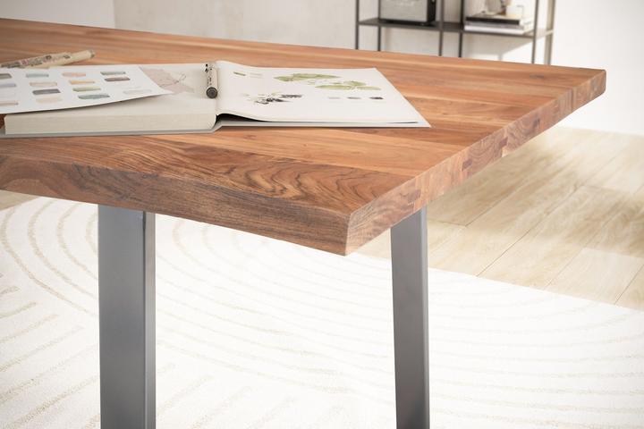 Actual product image FineBuy Acacia desk solid wood metal office desk computer desk tree edge