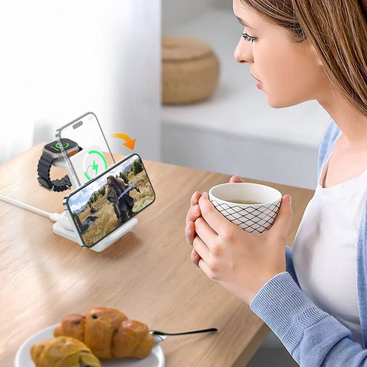 Actual product image Choetech T608 15W 4in1 induction charging station - white (15 W)