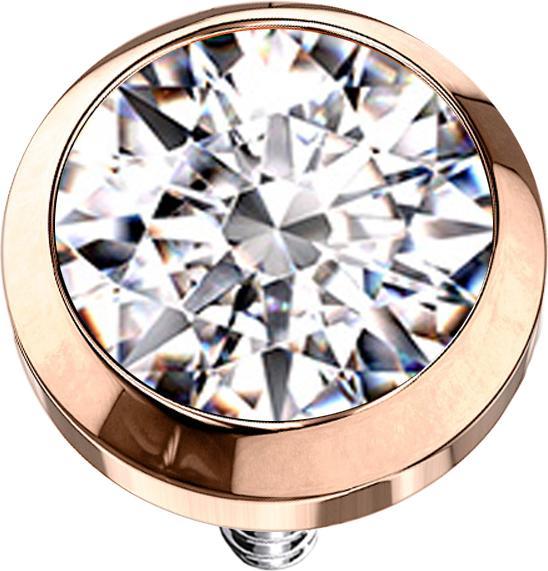 Image du produit Star Piercing Dermal Anchor rose doré avec cristal argenté (sans laiton, Acier chirurgical 316L)