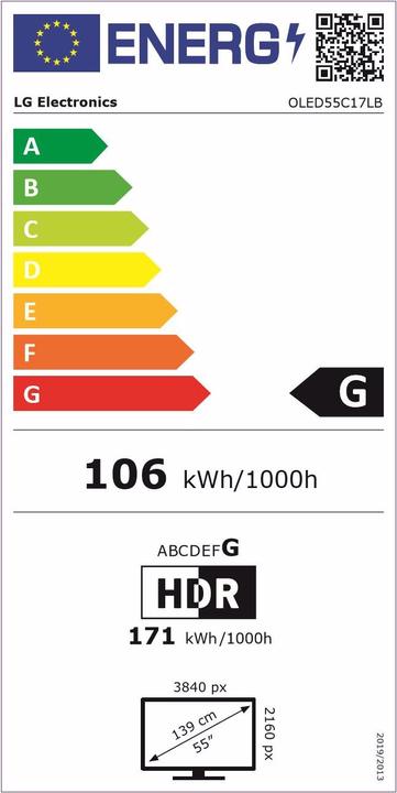 Energie-Label LG OLED55C17 (55", OLED, 4K, 2021)