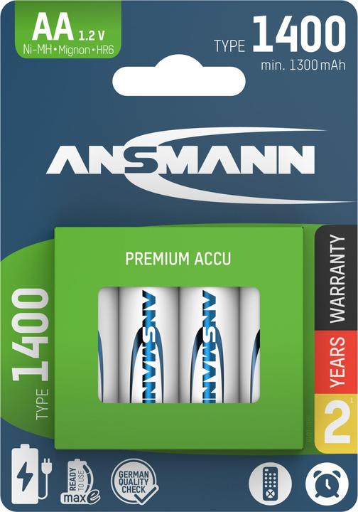 Immagine prodotto Ansmann Batteria NiMH Mignon AA tipo 1400 (min. 1300 mAh) maxE (4 pz., AA, 1400 mAh)