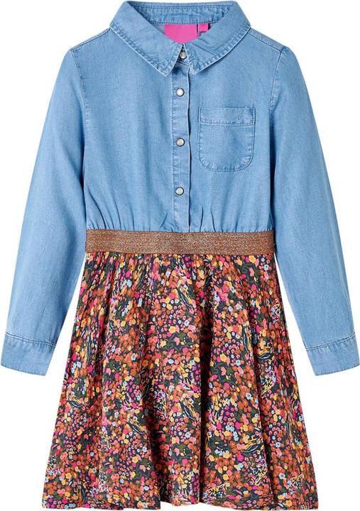 VidaXL Kinderkleid mit Langen Ärmeln Marineblau und Jeansblau