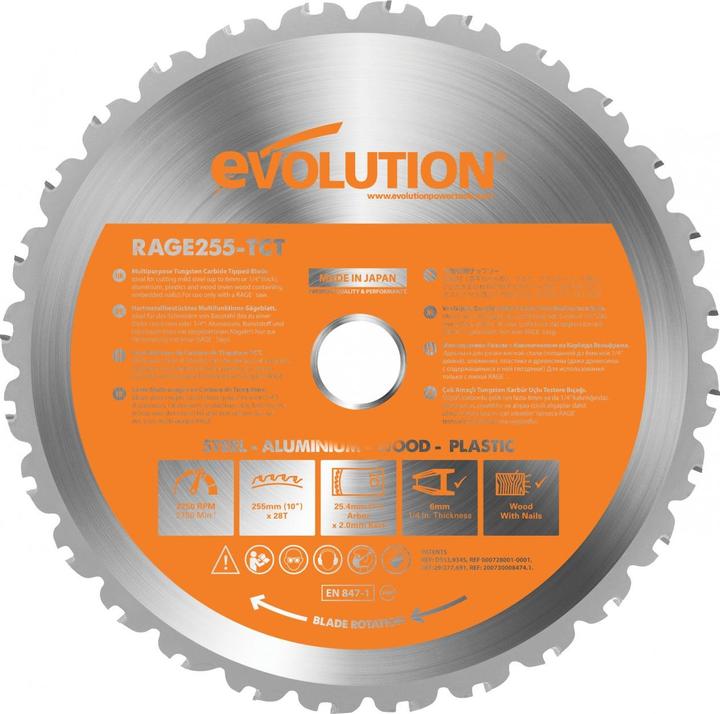 Actual product image Evolution Multipurpose TCT saw blade RAGE 255x25.4mm Z28