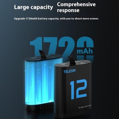 Productafbeelding Telesin batterij (dubbele boog) voor GoPro Hero12/11/ 10/9 (GoPro Hero 12, GoPro Hero 9, GoPro Hero 10, GoPro Hero 11)