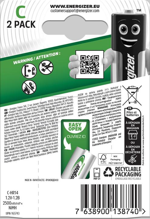 Actual product image Energizer Recharge Power Plus (2 pcs., C, 2500 mAh)