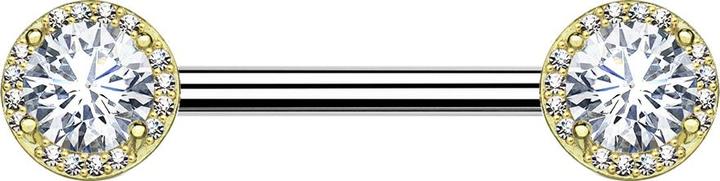 Produktbild Star Piercing Barbell 14k vergoldet Kristall gefasst mit Kristallen (Chirurgenstahl 316L, Messing)