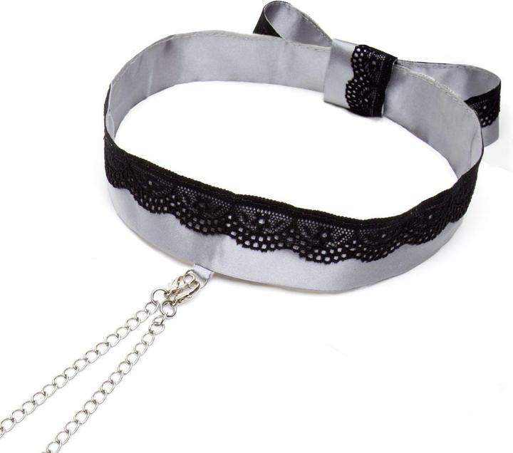 Actual product image Fifty Shades of Grey Play Nice Satin & Lace Collar & Nipple Clamps - Black