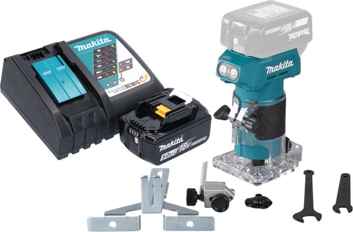 Immagine prodotto Makita DRT 52 RT1 fresa per bordi a batteria 18 V 6 mm brushless + 1x batteria 5,0 Ah + caricabatterie
