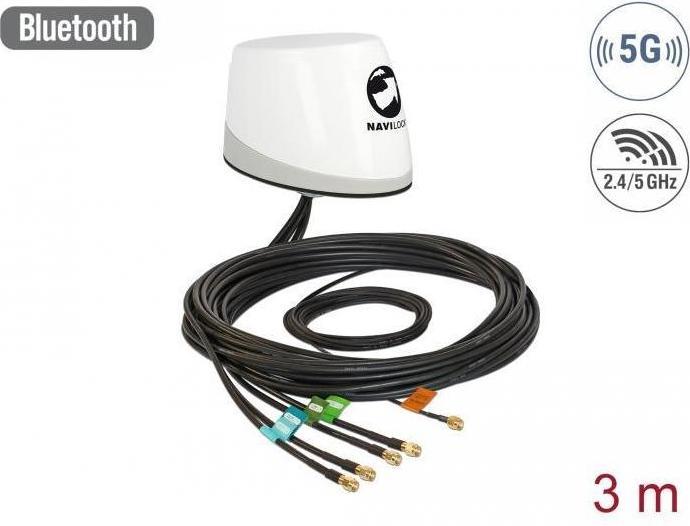 Produktbild Delock Navilock NL-400 Multiband GNSS LTE-MIMO WLAN-MIMO IEEE 802.11 ac/a/h/b/g/n Antenne 5 x RP-SMA omnidi