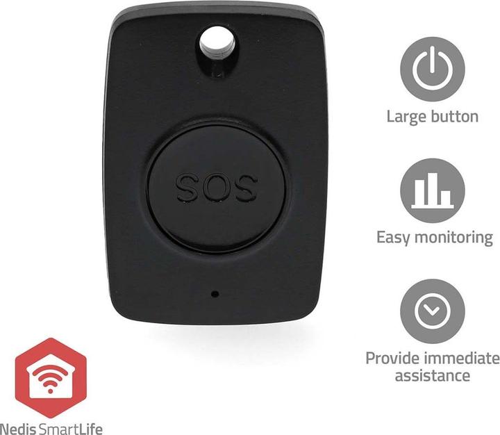 Actual product image Nedis Smart panic button Zigbee 3.0 | Battery type - Energy: CR2450 | Black