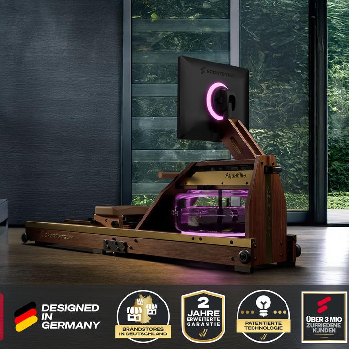 Actual product image (Set-A) Sportstech Rudergerät AquaElite Walnut