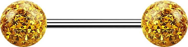 Image du produit Star Piercing Micro Barbell argent avec deux billes topaze couche de protection en époxy (Acier chirurgical 316L, sans laiton)