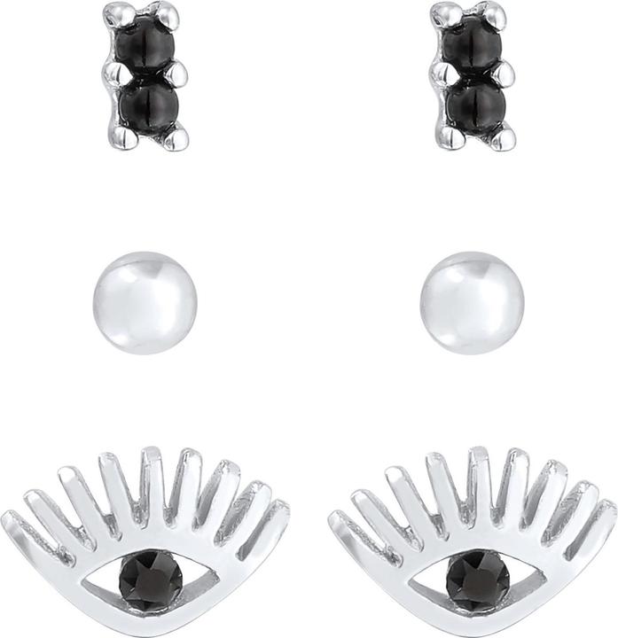 Actual product image Elli Evil Eye, crystal stud earrings, ball (Synthetic pearl, Glass crystal, 925 Sterling silver)