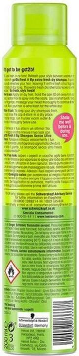 Nährwerte und Zutaten Got2b Trockenshampoo (200 ml, Trockenshampoo)
