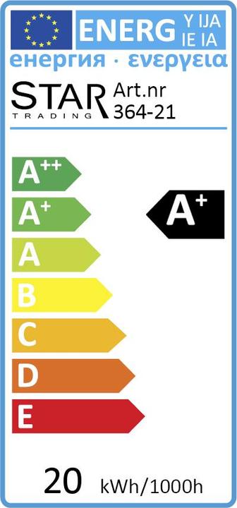 Energie-Label Star Trading High (E27, 20 W, 1600 lm, 1 x, G)