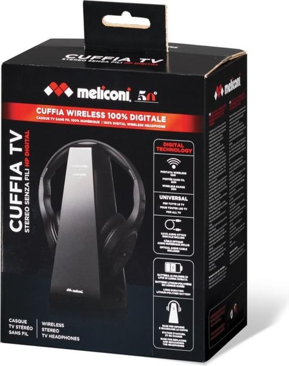 Immagine prodotto Meliconi HP Digital Hoofdtelefoons Draadloos Hoofdband Muziek Zwart (8 h, Senza fili)