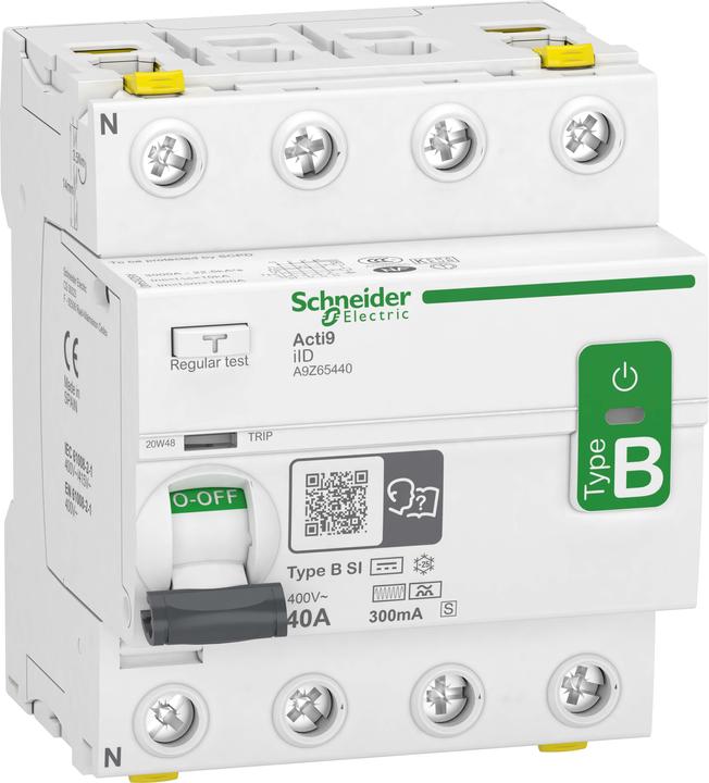 Produktbild Schneider Electric A9Z65440 IID 4P 40A 300MA S TYP B-SI FI-Schutzschalter allstromsensitiv