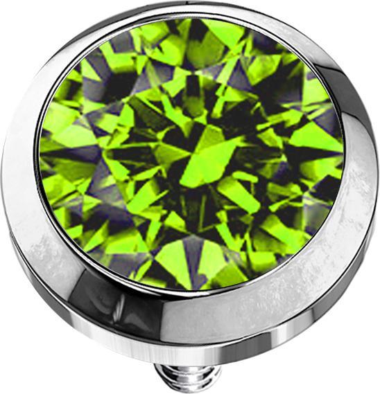 Produktbild Star Piercing Dermal Anchor silber mit Kristall hellgrün (ohne Messing, Titan G23)