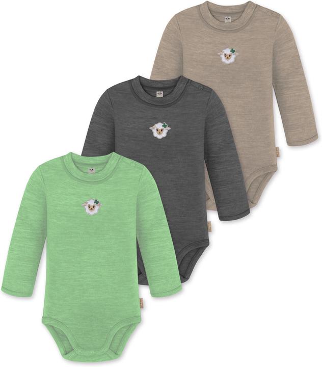 Normani 3er Pack Baby Merino Langarmbody „Tuai" - 9403