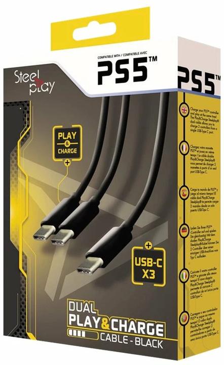 Produktbild Steelplay Dual Play & Ladekabel für Controller 3m Schwarz PS5 (PS5)