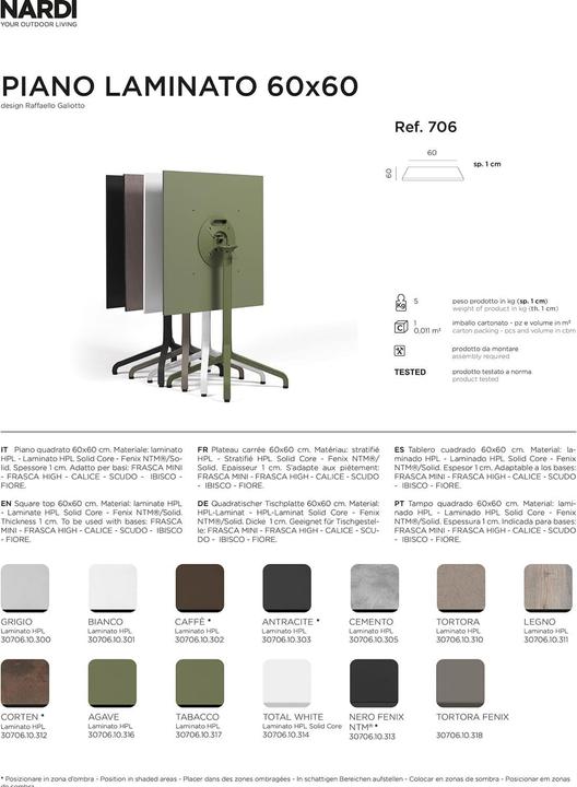 Image du produit Nardi P. LAMINATO 60X60 (60 x 60 x 1 cm)