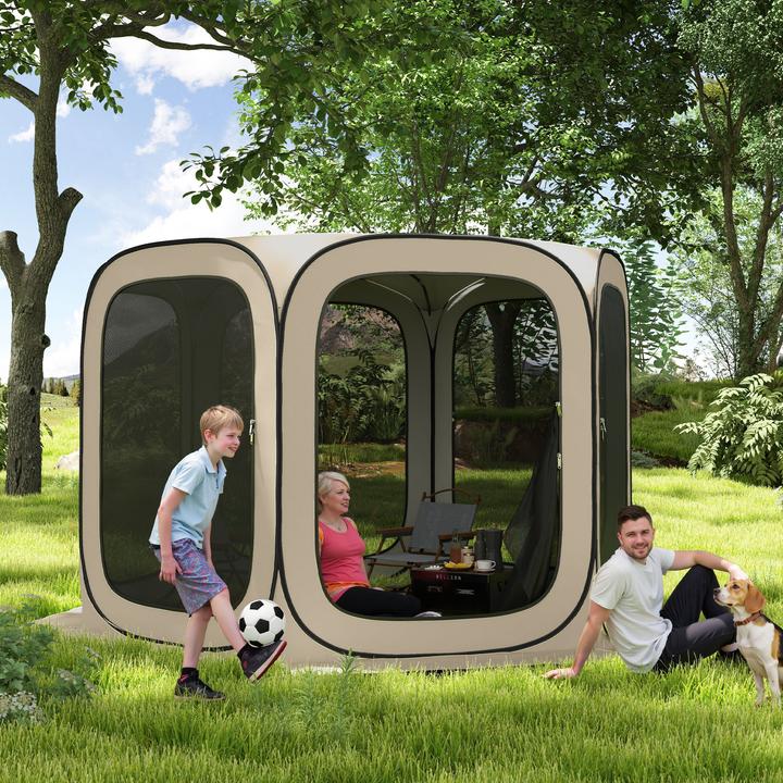 Produktbild Outsunny Campingzelt Oxfordstoff, Stahldraht Khaki (Wurfzelt)