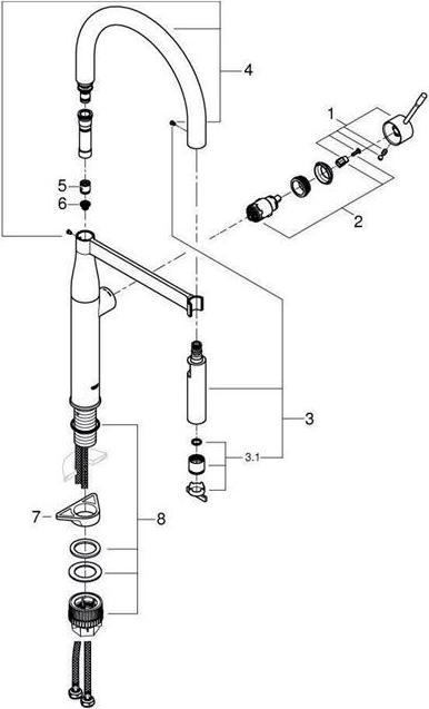 Produktbild Grohe Küchenarmatur mit flexiblen Auslauf Essence hard graphite gebürstet 30294