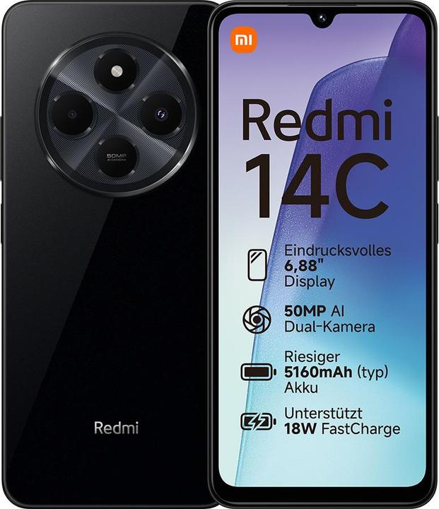 Actual product image Xiaomi Redmi 14C (256 GB, Midnight Black, 6.88", Dual SIM, 50 Mpx, 4G)