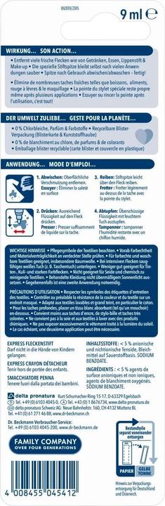 Nutritional values and ingredients Dr. Beckmann Express (1 Washing cycles, Pen)