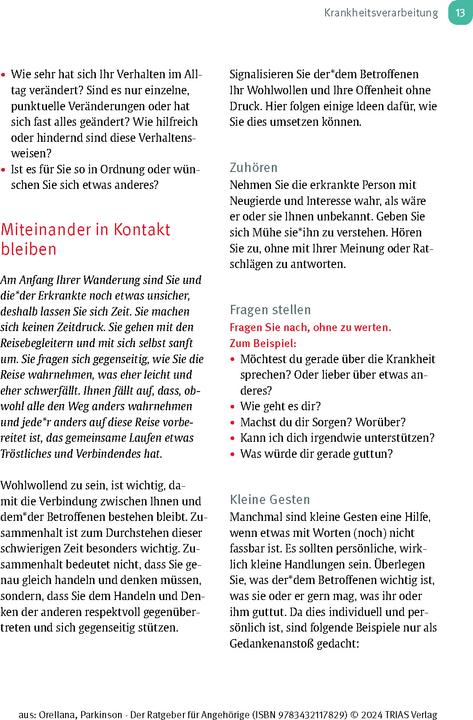 Produktbild Parkinson. Der Ratgeber für Angehörige (Deutsch, Amy Orellana, 2024)