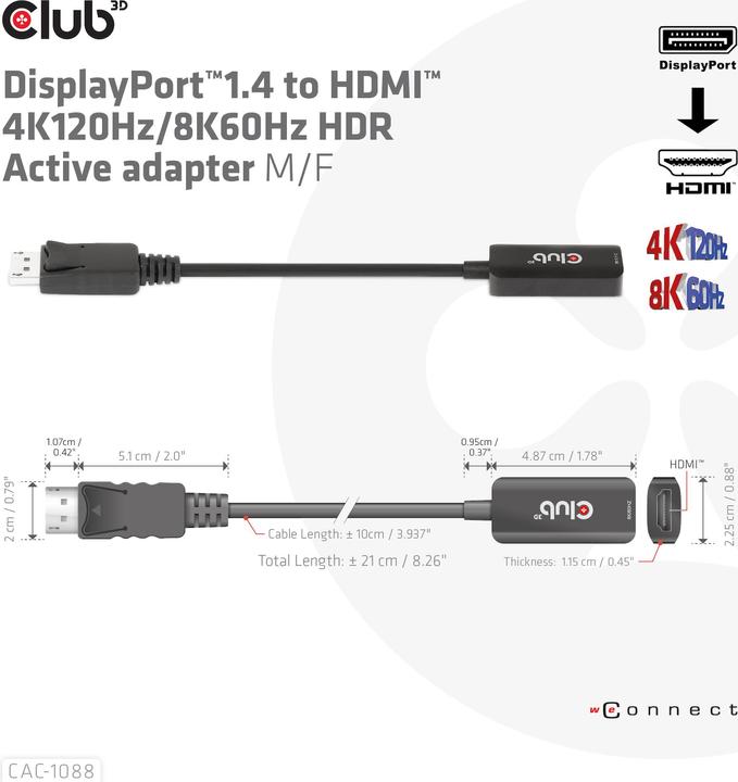 Produktbild Club 3D DisplayPort zu (HDMI, 4.90 cm)