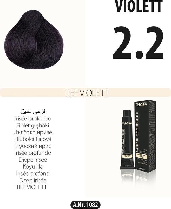 Image du produit FemMas 2.2) Coloration pour cheveux Violet Profond 100ml (Violet profond)