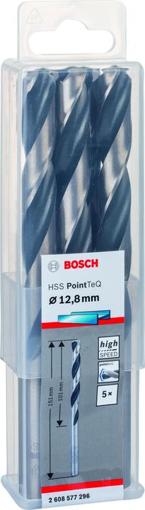 Immagine prodotto Bosch Professional Zubehör Trapano a rotazione per metallo HSS PointTeQ, DIN 338, 12,8 mm, confezione da 5 (12,8 mm)
