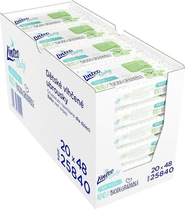 Immagine prodotto Linteo Baby 100% Biodegradabile (48 pezzi) - Salviette umidificate (48 Pezzo/i)