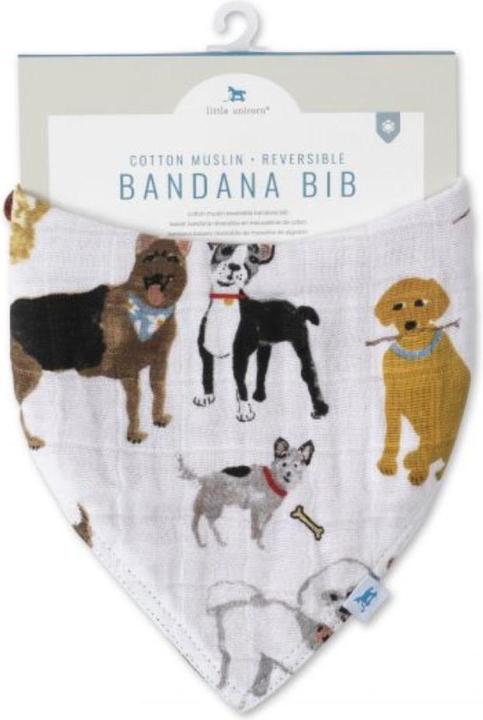 Actual product image little unicorn Cotton Muslin Reversible Bandana Bib - Woof