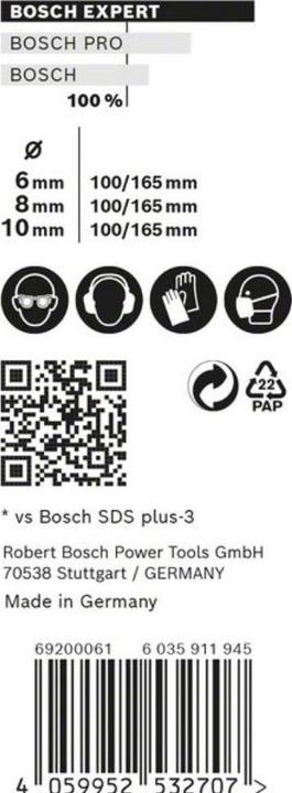 Actual product image Bosch Professional Zubehör Expert SDS plus-7X hammer drill bit set, 6/8/10 mm, 3 pcs. (10.0 mm, 6.0 mm, Ø 8.0 mm)