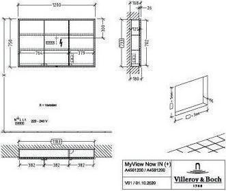 Produktbild Villeroy & Boch V&B Einbau-Spiegelschrank MY VIEW NOW m Sensorschalter 1200x750x168mm 36,96 W