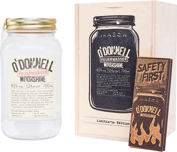 O'Donnell Moonshine FIREWATER Limited Grilled Edition in wooden box (Moonshine Whisky)