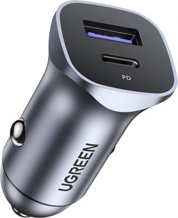 Ugreen CD130 Car Charger, USB-A+PD 3.0, USB-C, QC3.0 30W (Grey)