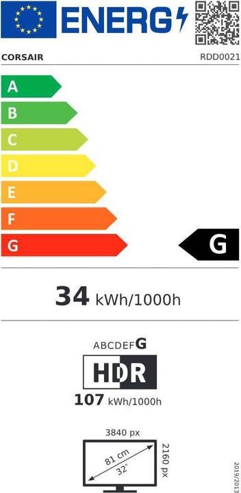 Energy Label Corsair Xeneon 32UHD144-A (3840 x 2160 Pixels, 32")