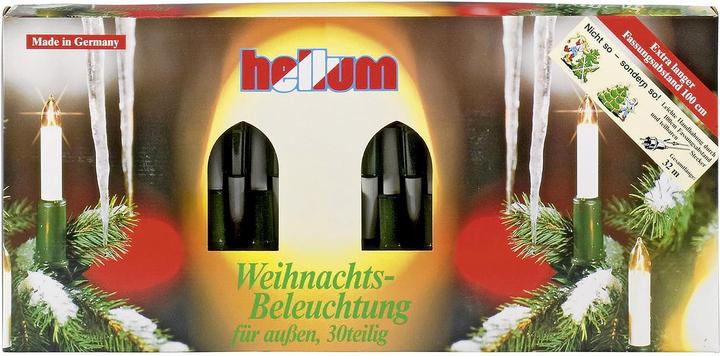 Image du produit Hellum Guirlande lumineuse bougie à tige 30 bougies claires pour l'extérieur tige/câble vert 32m ivoire (32 m)