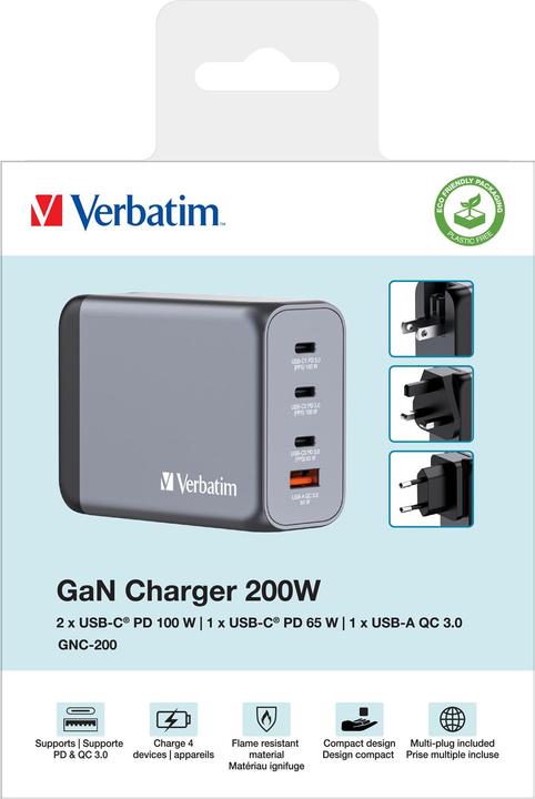 Actual product image Verbatim GNC-200 GaN Charger (200 W)