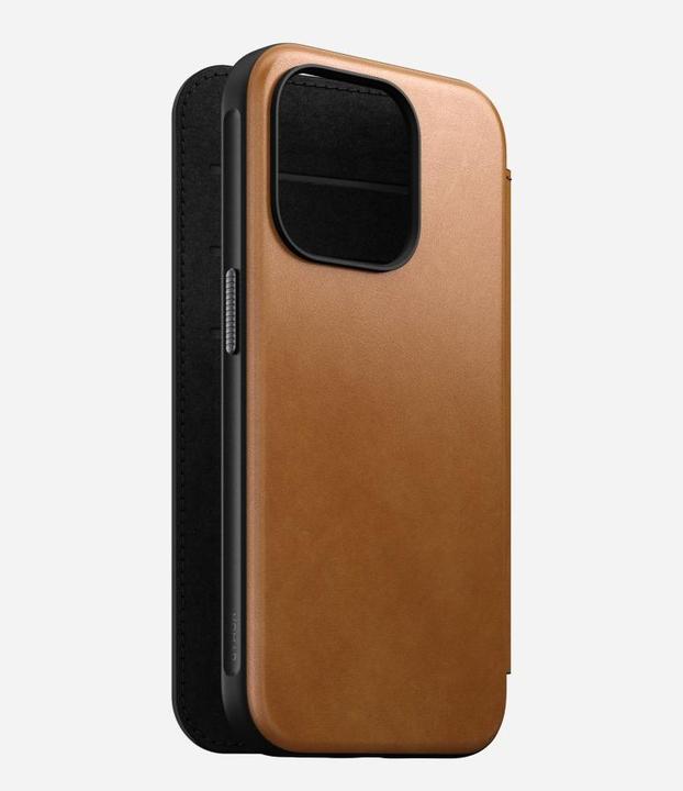 Actual product image Nomad Book Cover Modern Leather Folio iPhone 15 Pro Beige (Apple iPhone 15 Pro)