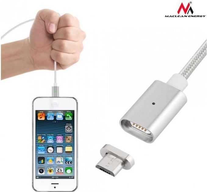 Produktbild Maclean Câble USB vers Lightning ou Micro-USB avec embout magnétique (Argent) (1 m, USB 2.0)