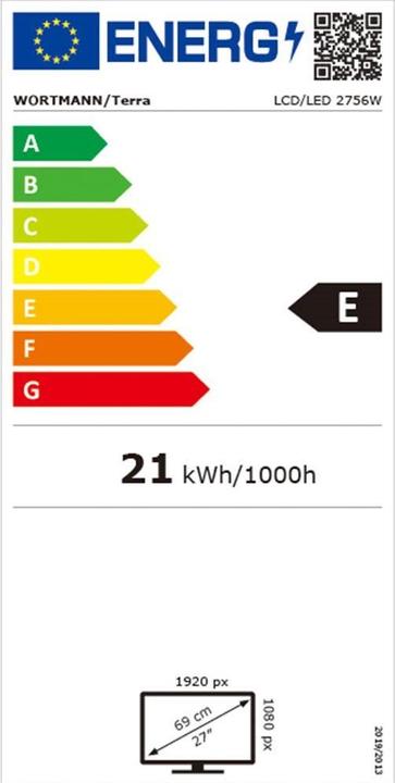 Energy Label Wortmann 3030207 LED display (27") pixels Full HD Black (1920 x 1080 pixels, 27")