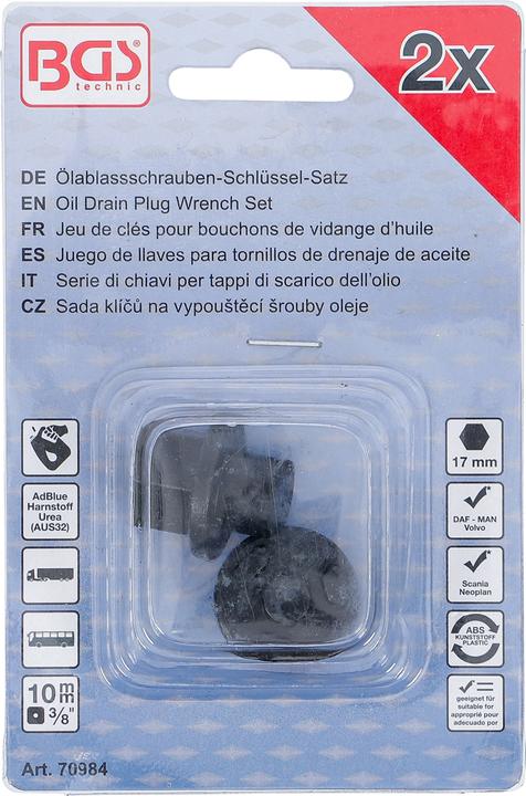Actual product image BGS Oil Drain Plug Wrench Set for DAF, MAN, Volvo, Scania, Neoplan 2 pcs.